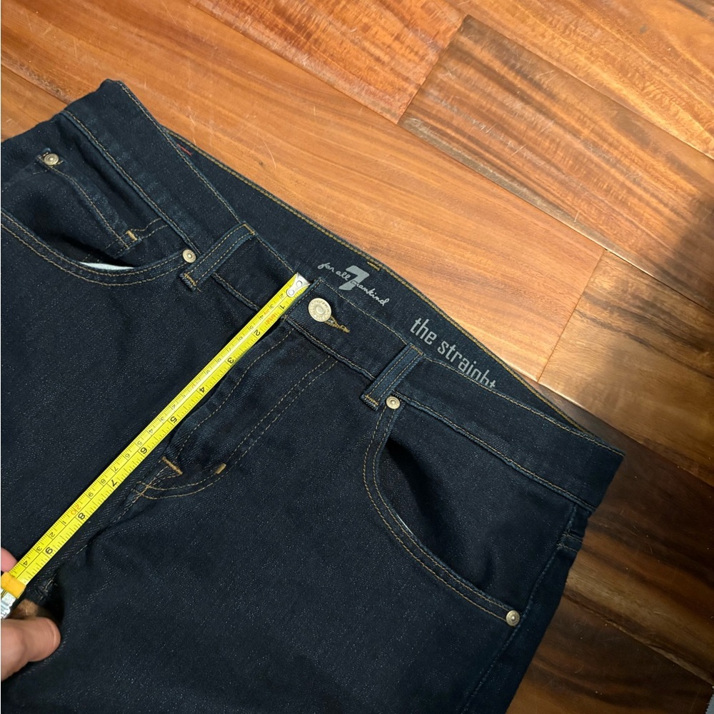 7 For All Mankind Straight Jeans Mens 34 Dark Premium Denim Classic Fit (1151) - Picture 7 of 10